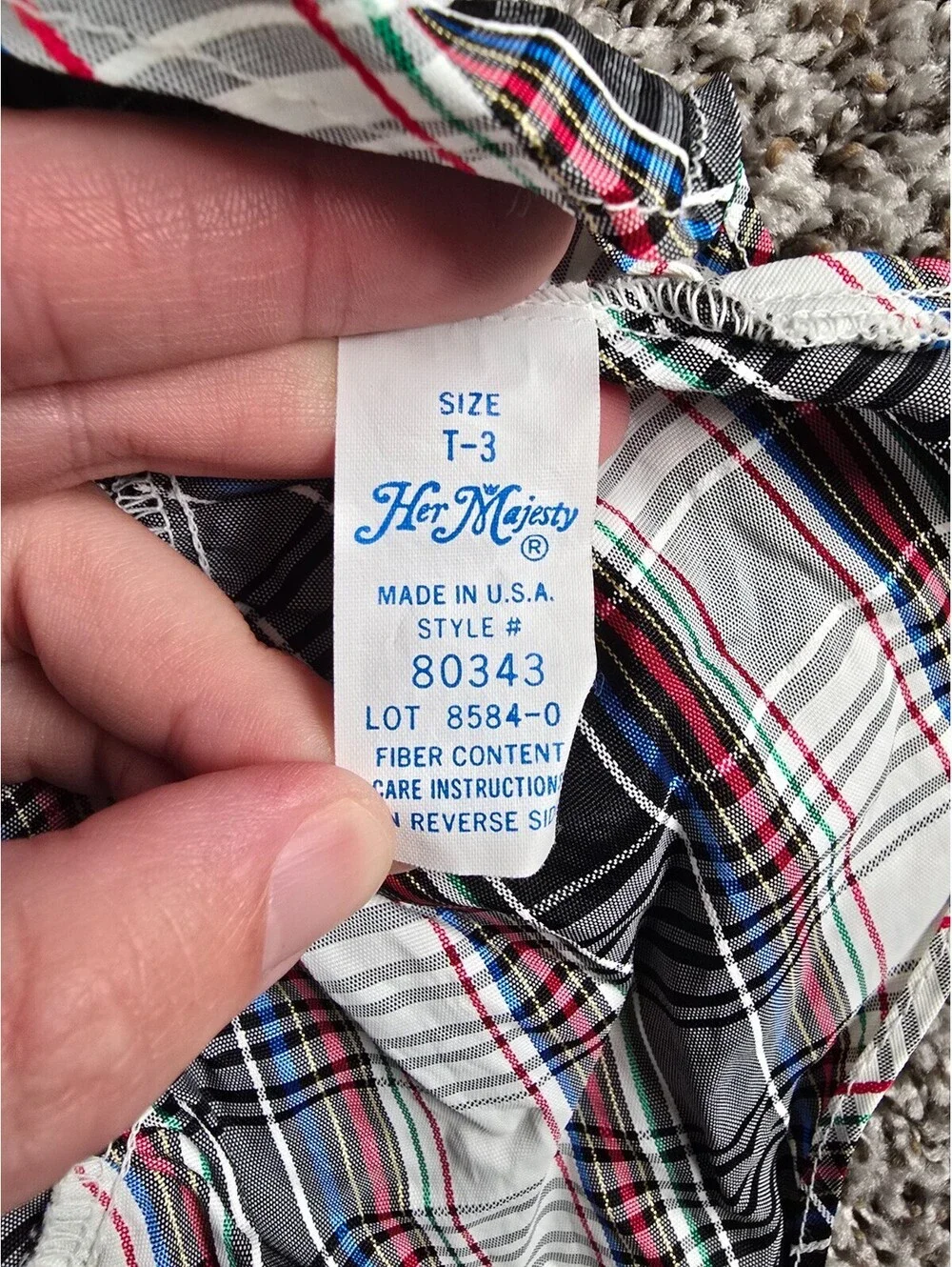 Vintage Her majesty Toddler Girls Sz 3T Tartan Plaid Collared Dress Holiday